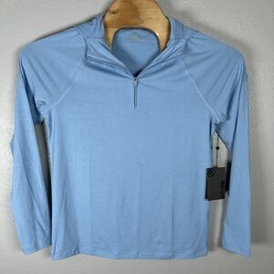 G/FORE Luxe Quarter Zip Slim Fit Mid Layer Golf Hoodie Baja Blue Mens Small $155